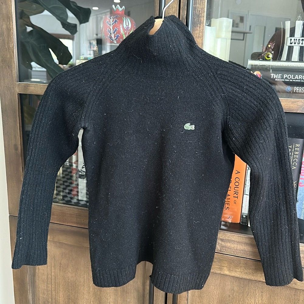Lacoste Black Wool Turtleneck Sweater